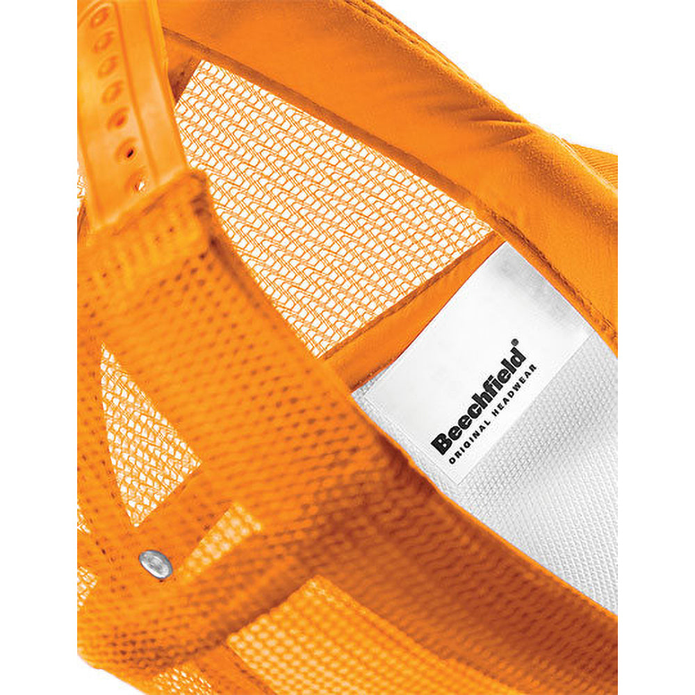 Orange - White - Pack Shot - Beechfield Junior Vintage Snapback Mesh Trucker Cap - Headwear