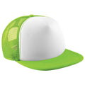 Lime Green-White - Front - Beechfield Junior Vintage Snapback Mesh Trucker Cap - Headwear