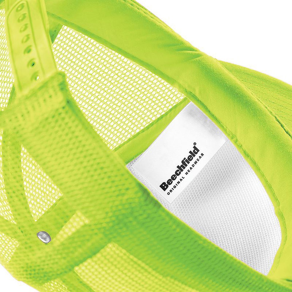Lime Green-White - Lifestyle - Beechfield Junior Vintage Snapback Mesh Trucker Cap - Headwear