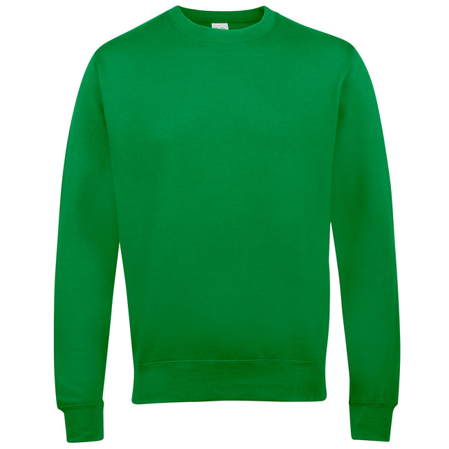 Kelly Green - Front - AWDis Just Hoods AWDis Unisex Crew Neck Plain Sweatshirt (280 GSM)