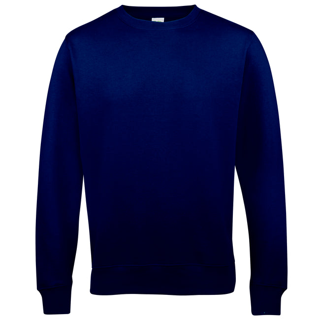 New French Navy - Front - AWDis Just Hoods AWDis Unisex Crew Neck Plain Sweatshirt (280 GSM)