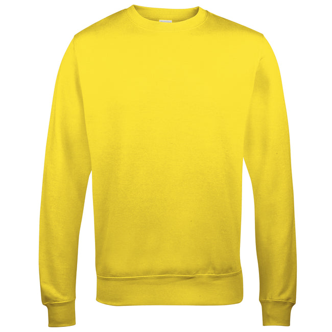 Sun Yellow - Front - AWDis Just Hoods AWDis Unisex Crew Neck Plain Sweatshirt (280 GSM)