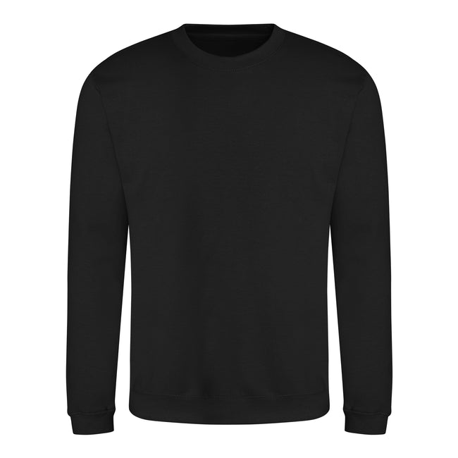 Deep Black - Front - AWDis Just Hoods AWDis Unisex Crew Neck Plain Sweatshirt (280 GSM)