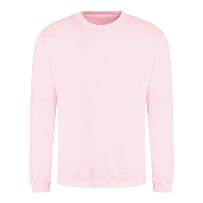 Baby Pink - Front - AWDis Just Hoods AWDis Unisex Crew Neck Plain Sweatshirt (280 GSM)