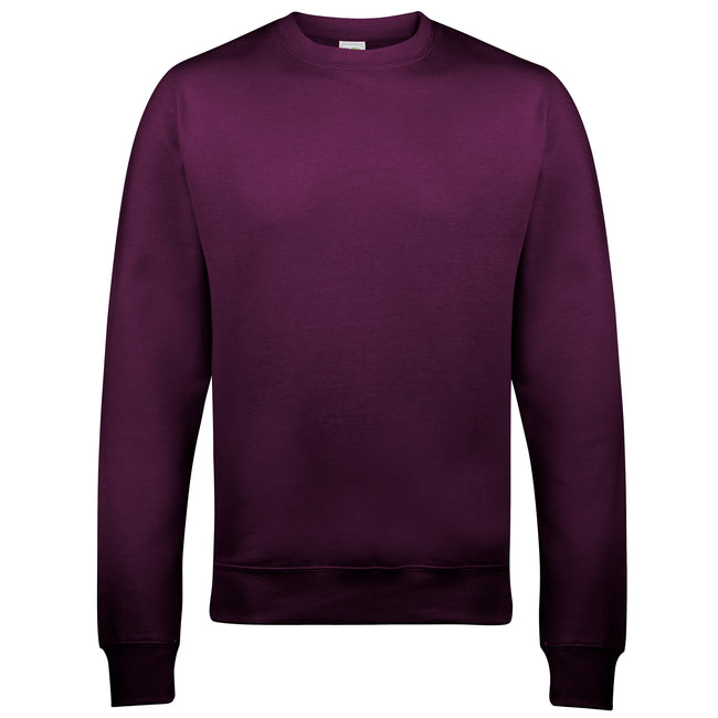 Plum - Front - AWDis Just Hoods AWDis Unisex Crew Neck Plain Sweatshirt (280 GSM)