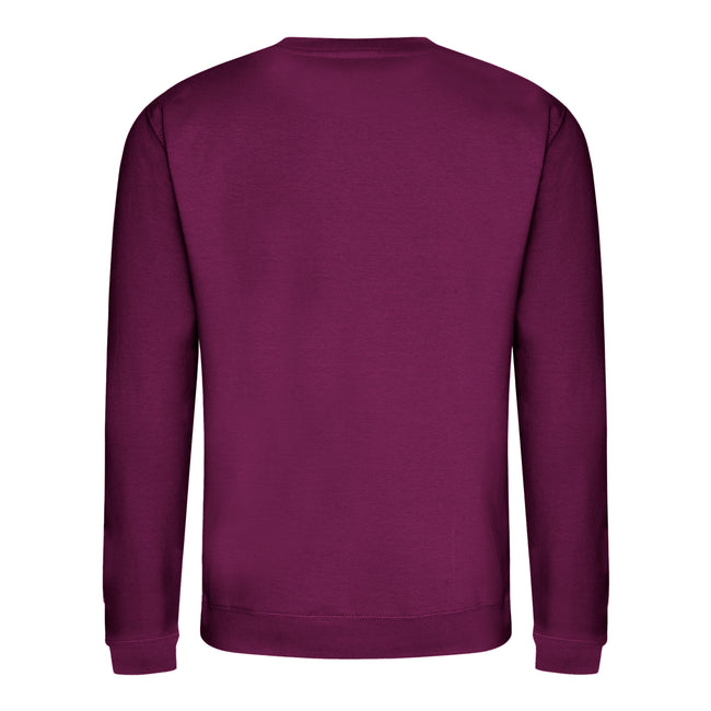 Plum - Back - AWDis Just Hoods AWDis Unisex Crew Neck Plain Sweatshirt (280 GSM)