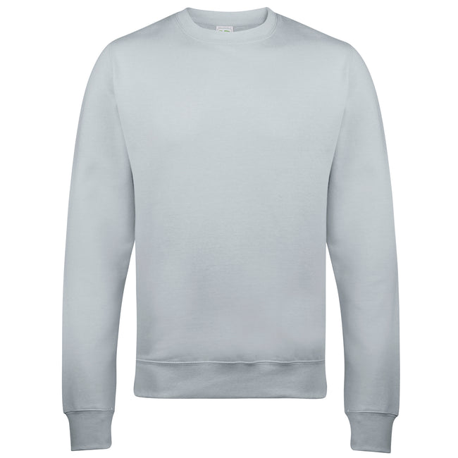 Heather Grey - Front - AWDis Just Hoods AWDis Unisex Crew Neck Plain Sweatshirt (280 GSM)