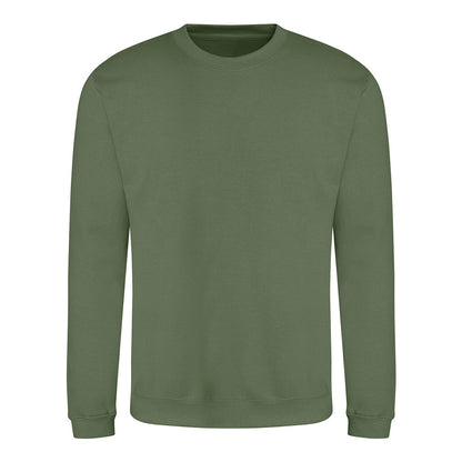 Earthy Green - Front - AWDis Just Hoods AWDis Unisex Crew Neck Plain Sweatshirt (280 GSM)