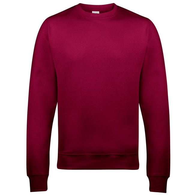 Burgundy - Front - AWDis Just Hoods AWDis Unisex Crew Neck Plain Sweatshirt (280 GSM)