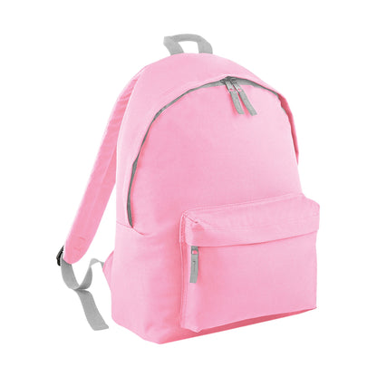 Classic Pink- Light Grey - Front - Beechfield Childrens Junior Fashion Backpack Bags - Rucksack - School