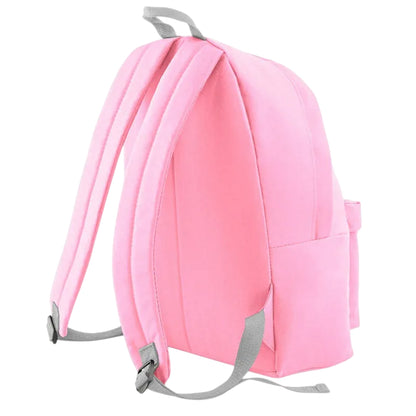 Classic Pink- Light Grey - Back - Beechfield Childrens Junior Fashion Backpack Bags - Rucksack - School
