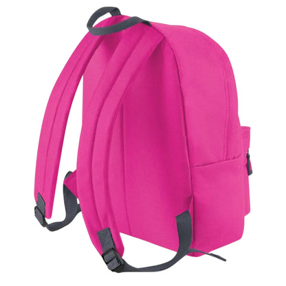 Fuchsia- Graphite Grey - Back - Beechfield Childrens Junior Fashion Backpack Bags - Rucksack - School