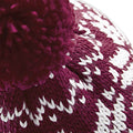 Burgundy - White - Back - Beechfield Unisex Fair Isle Snowstar Winter Beanie Hat