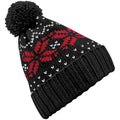 Black-Classic Red-White - Front - Beechfield Unisex Fair Isle Snowstar Winter Beanie Hat