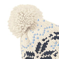 Off White-Navy-Sky Blue - Side - Beechfield Unisex Fair Isle Snowstar Winter Beanie Hat
