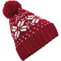 Classic Red - White - Front - Beechfield Unisex Fair Isle Snowstar Winter Beanie Hat