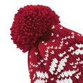 Classic Red - White - Back - Beechfield Unisex Fair Isle Snowstar Winter Beanie Hat