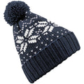 French Navy - White - Front - Beechfield Unisex Fair Isle Snowstar Winter Beanie Hat