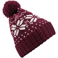 Burgundy - White - Front - Beechfield Unisex Fair Isle Snowstar Winter Beanie Hat