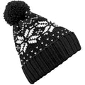 Black - White - Front - Beechfield Unisex Fair Isle Snowstar Winter Beanie Hat