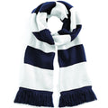 French Navy - White - Front - Beechfield Varsity Unisex Winter Scarf (Double Layer Knit)