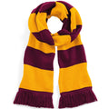 Burgundy - Gold - Front - Beechfield Varsity Unisex Winter Scarf (Double Layer Knit)