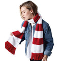 Classic Red - White - Back - Beechfield Varsity Unisex Winter Scarf (Double Layer Knit)