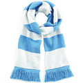 Sky Blue - White - Front - Beechfield Varsity Unisex Winter Scarf (Double Layer Knit)