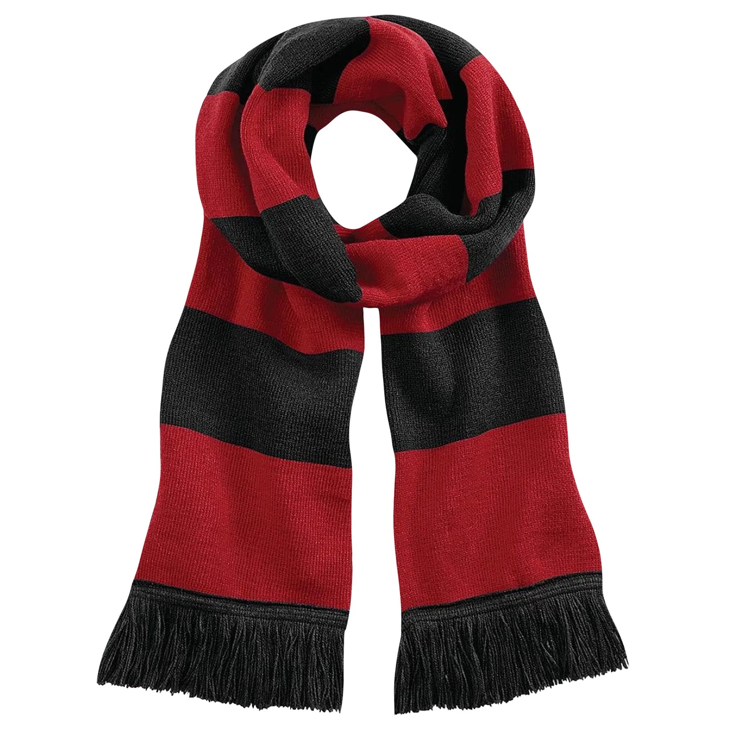 Black - Classic Red - Front - Beechfield Varsity Unisex Winter Scarf (Double Layer Knit)