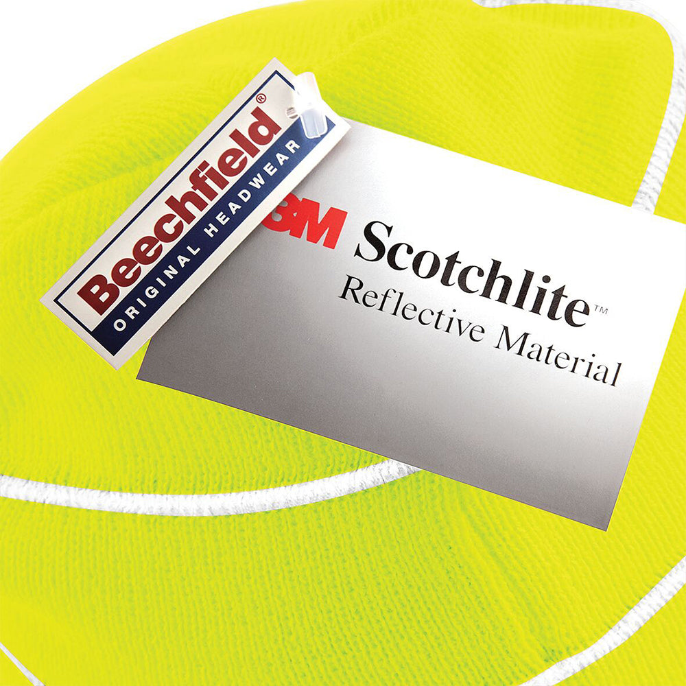 Yellow (Fluorescent) - Side - Beechfield Enhanced-viz Hi-Vis Knitted Winter Hat