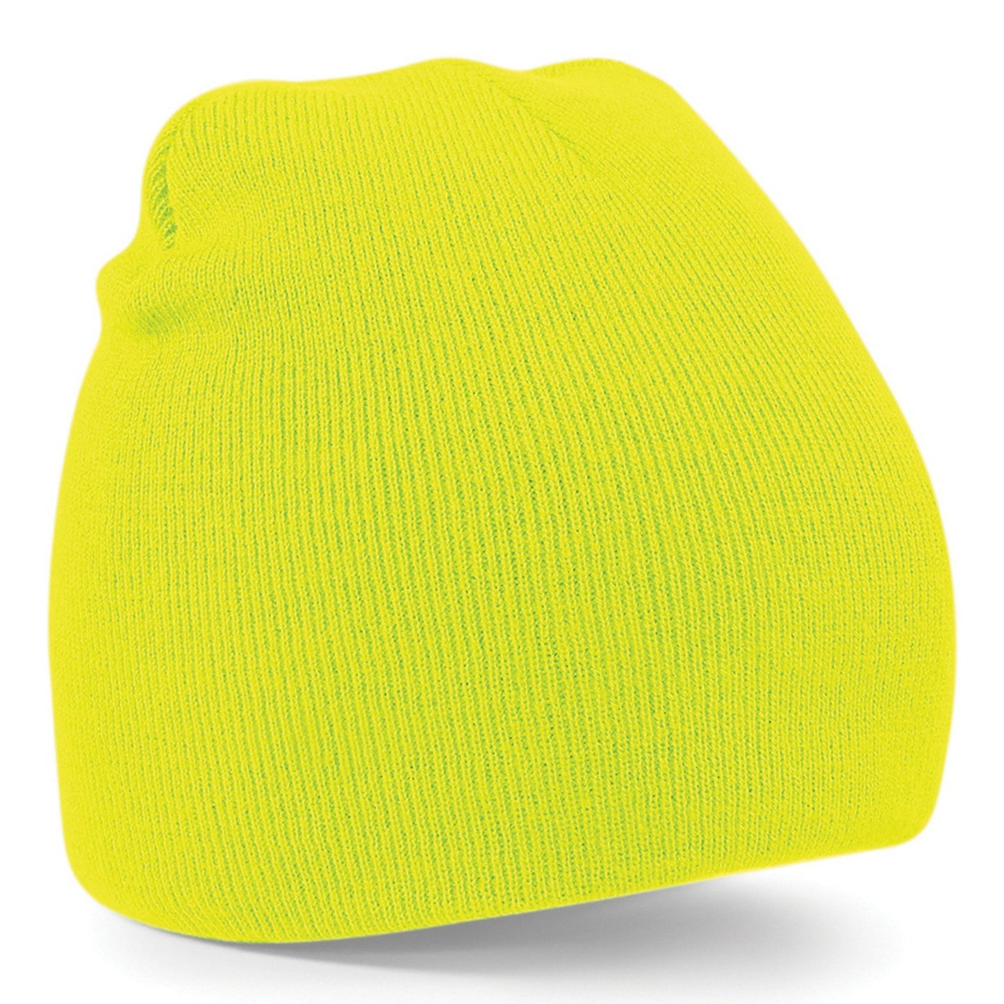 Fluorescent Yellow - Front - Beechfield Plain Basic Knitted Winter Beanie Hat