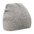 Heather Grey - Back - Beechfield Plain Basic Knitted Winter Beanie Hat