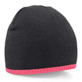 Black-Fluorescent Orange - Front - Beechfield Plain Basic Knitted Winter Beanie Hat