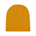 Mustard - Back - Beechfield Plain Basic Knitted Winter Beanie Hat