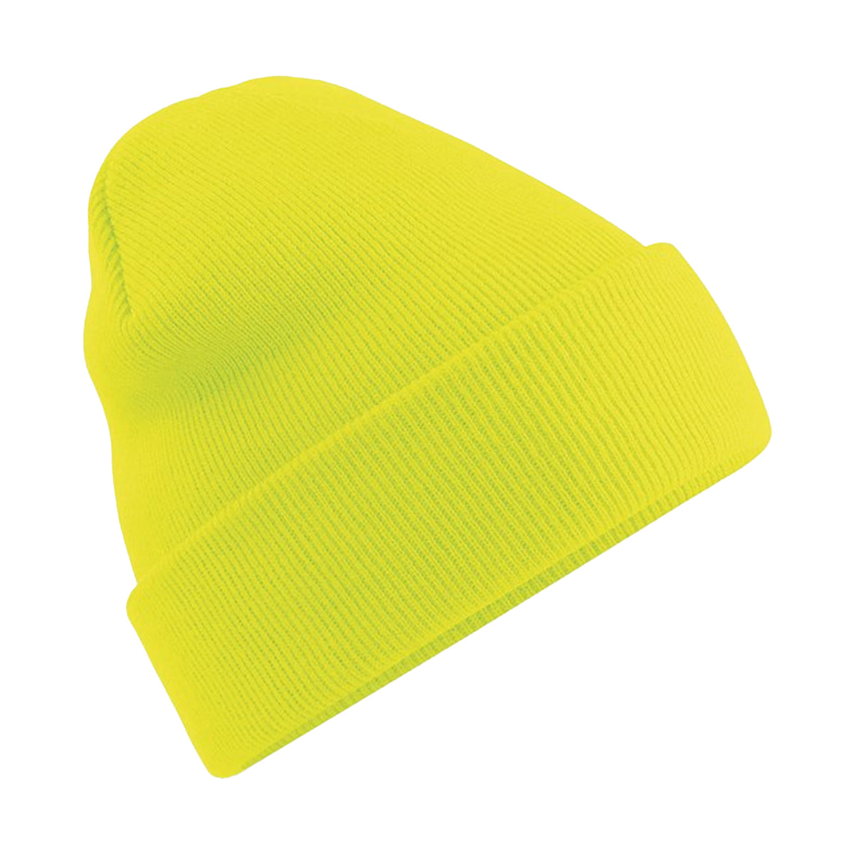 Fluorescent Yellow - Back - Beechfield Soft Feel Knitted Winter Hat