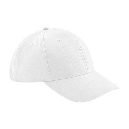 White - Front - Beechfield Unisex Pro-Style Heavy Brushed Cotton Baseball Cap - Headwear