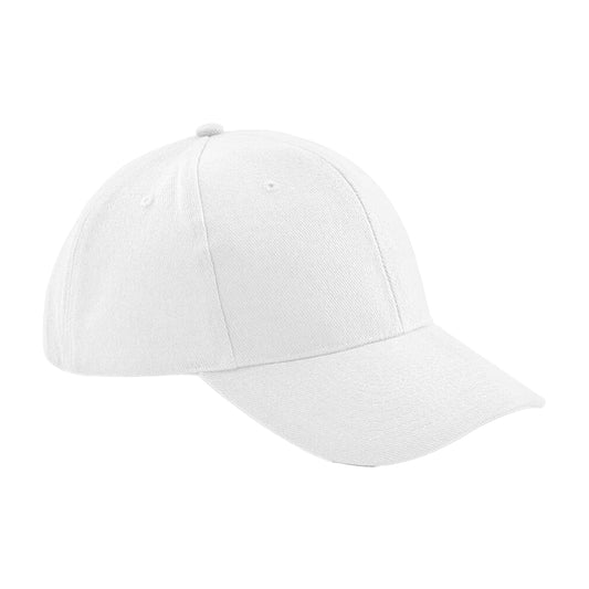 White - Front - Beechfield Unisex Pro-Style Heavy Brushed Cotton Baseball Cap - Headwear