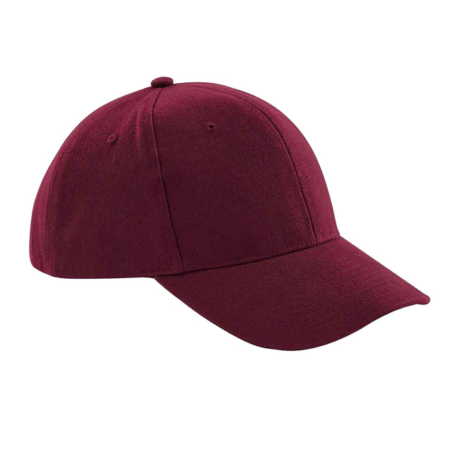 Burgundy - Front - Beechfield Unisex Pro-Style Heavy Brushed Cotton Baseball Cap - Headwear