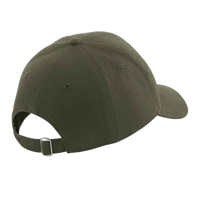 Olive Green - Back - Beechfield Unisex Pro-Style Heavy Brushed Cotton Baseball Cap - Headwear