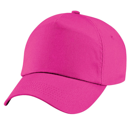 Fuchsia - Front - Beechfield Plain Unisex Junior Original 5 Panel Baseball Cap