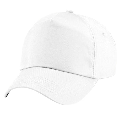 White - Front - Beechfield Plain Unisex Junior Original 5 Panel Baseball Cap