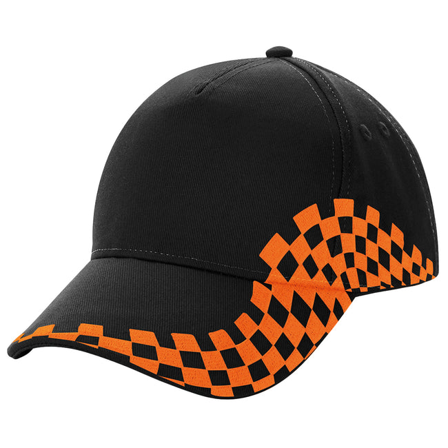 Black-Orange - Front - Beechfield Unisex Grand Prix Baseball Cap