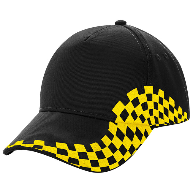 Black-Yellow - Front - Beechfield Unisex Grand Prix Baseball Cap