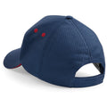 French Navy- Classic Red - Back - Beechfield Unisex Ultimate 5 Panel Contrast Baseball Cap With Sandwich Peak - Headwear