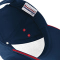 French Navy- Classic Red - Side - Beechfield Unisex Ultimate 5 Panel Contrast Baseball Cap With Sandwich Peak - Headwear
