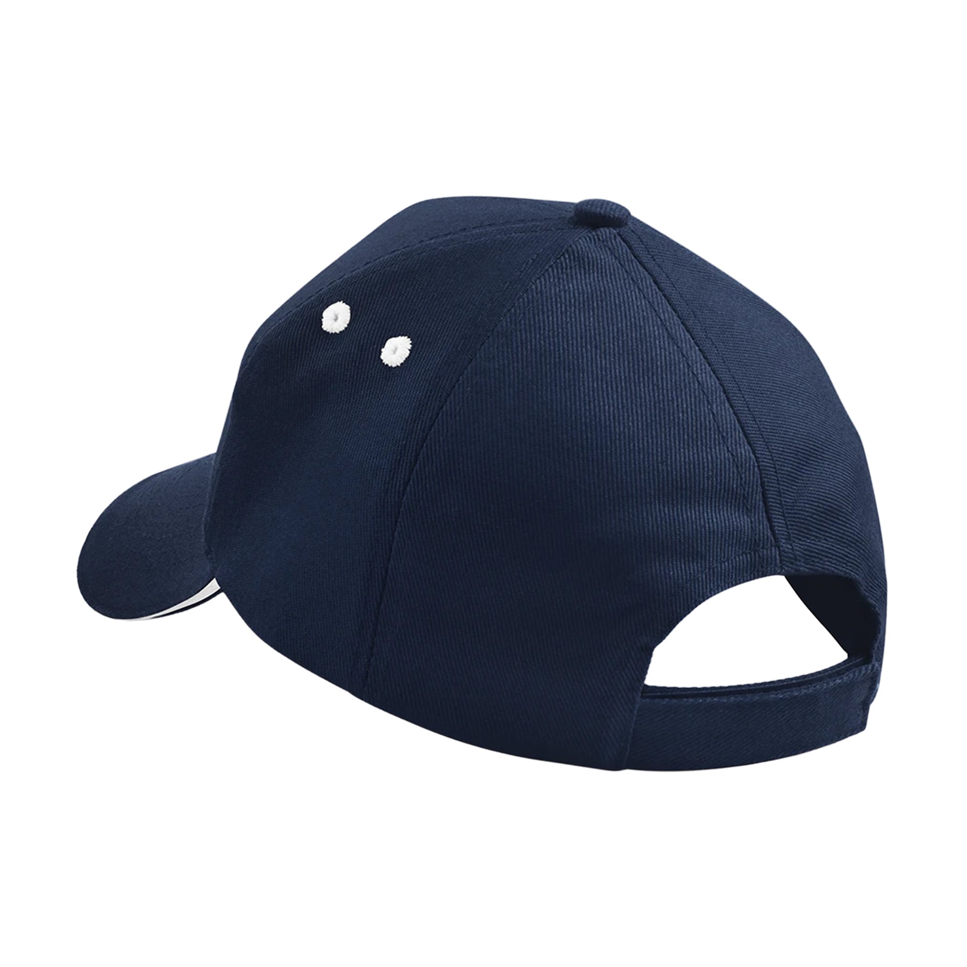 French Navy-White - Back - Beechfield Unisex Ultimate 5 Panel Contrast Baseball Cap With Sandwich Peak - Headwear