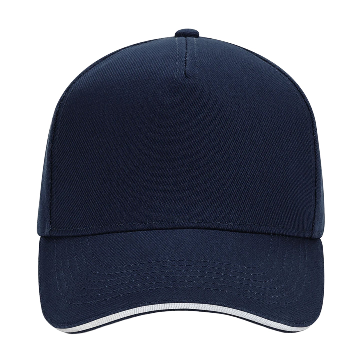 French Navy-White - Side - Beechfield Unisex Ultimate 5 Panel Contrast Baseball Cap With Sandwich Peak - Headwear