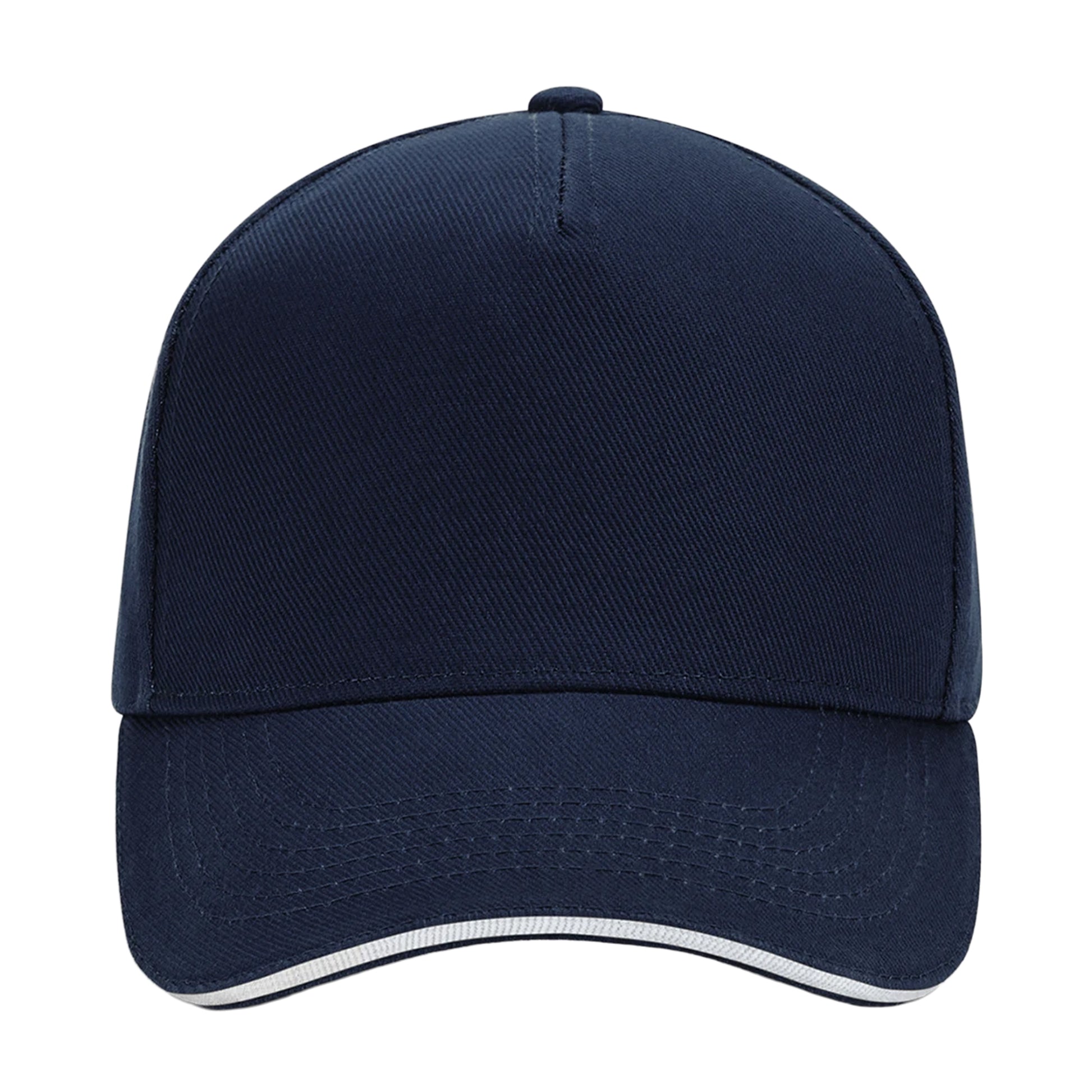 French Navy-White - Side - Beechfield Unisex Ultimate 5 Panel Contrast Baseball Cap With Sandwich Peak - Headwear