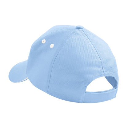 Sky Blue-White - Back - Beechfield Unisex Ultimate 5 Panel Contrast Baseball Cap With Sandwich Peak - Headwear