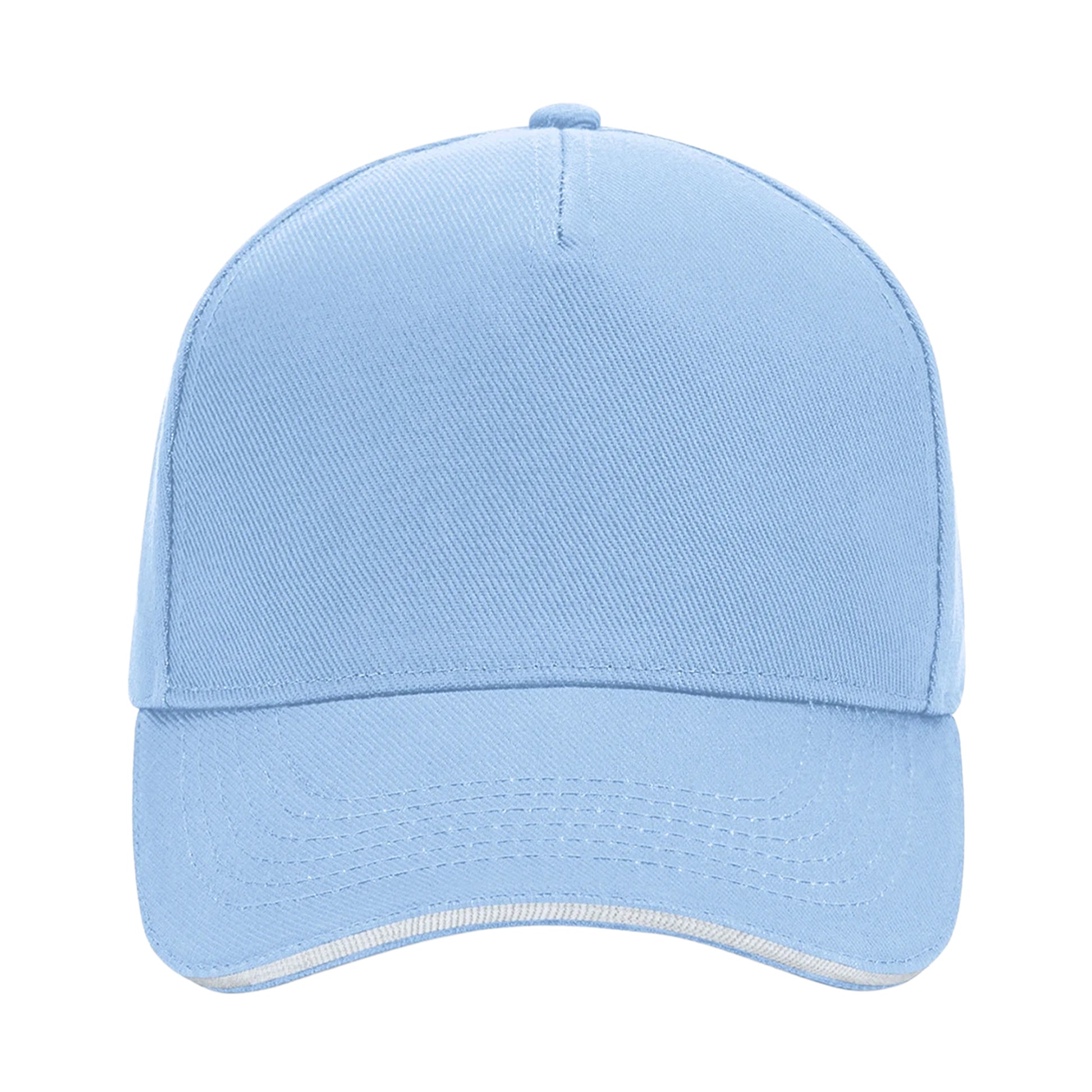 Sky Blue-White - Side - Beechfield Unisex Ultimate 5 Panel Contrast Baseball Cap With Sandwich Peak - Headwear
